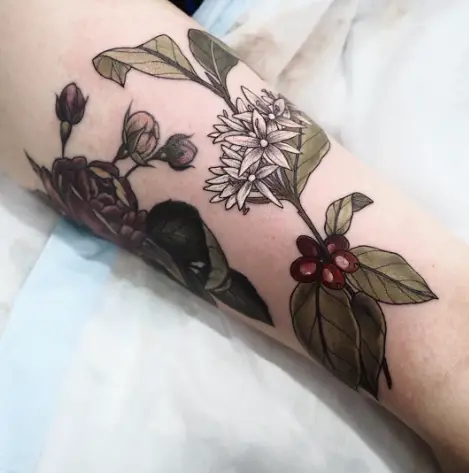 Coffee bean flower tattoo design