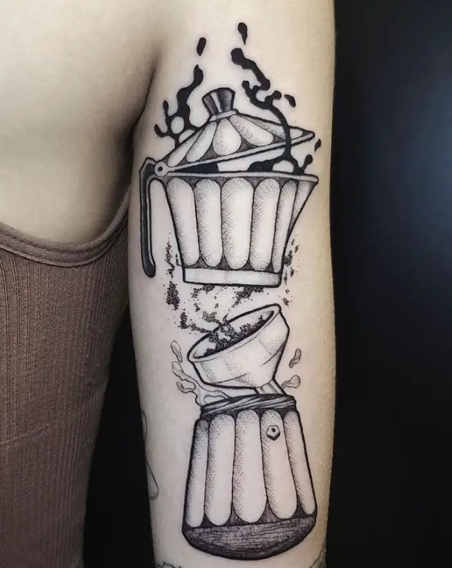 illustrated cafetiere coffee tattoo design