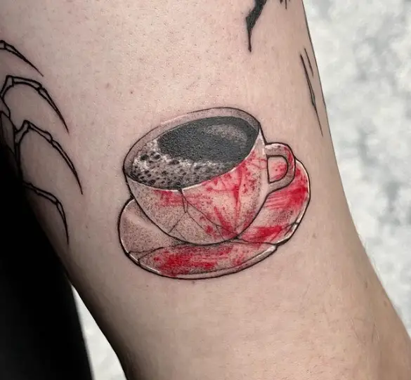 realistic coffee cup tattoo