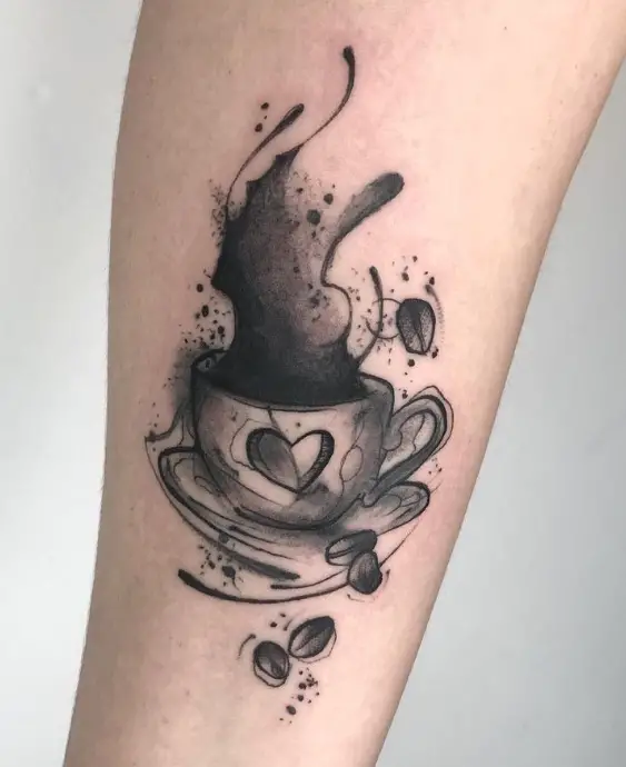 coffee cup tattoo design idea